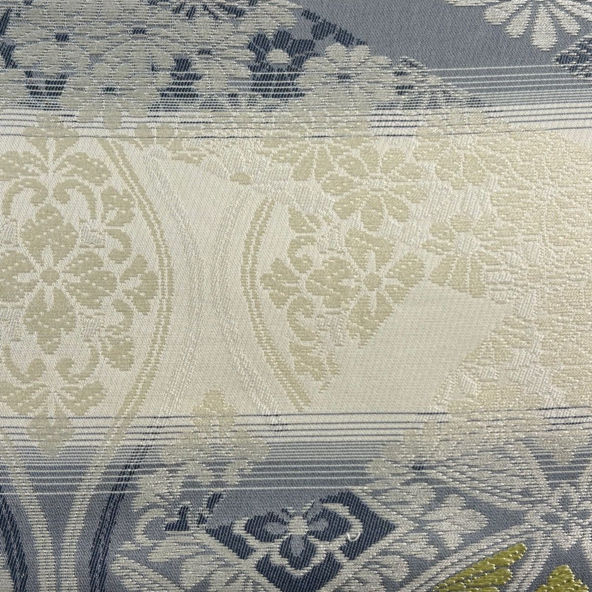 名古屋帯 段縞 七宝 クリーム 正絹