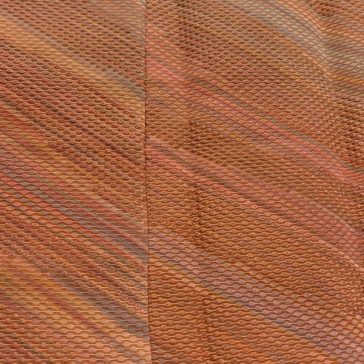  道中着 身丈97 5 cm 裄丈64 M 和装コート 落款 斜縞 幾何学模様 オレンジ 正絹 秀品 羽織 着物 浴衣