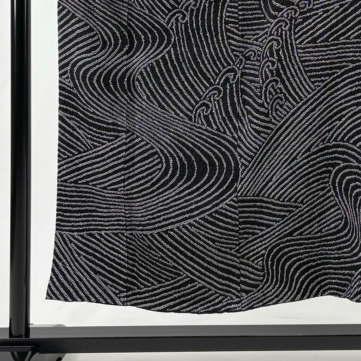 訪問着 身丈152 cm 裄丈63 S 袷 波頭 総絞り 黒 正絹 秀品