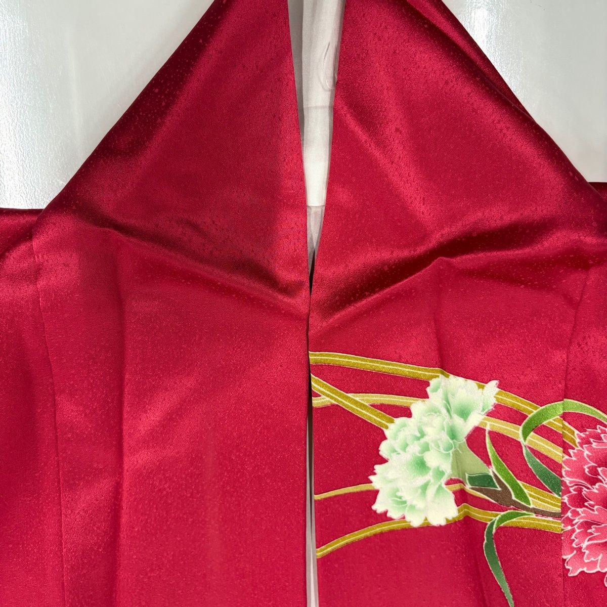  振袖 身丈165 cm 裄丈69 L 袷 草花 金銀糸 金銀彩 濃ピンク 正絹 秀品 振袖 着物