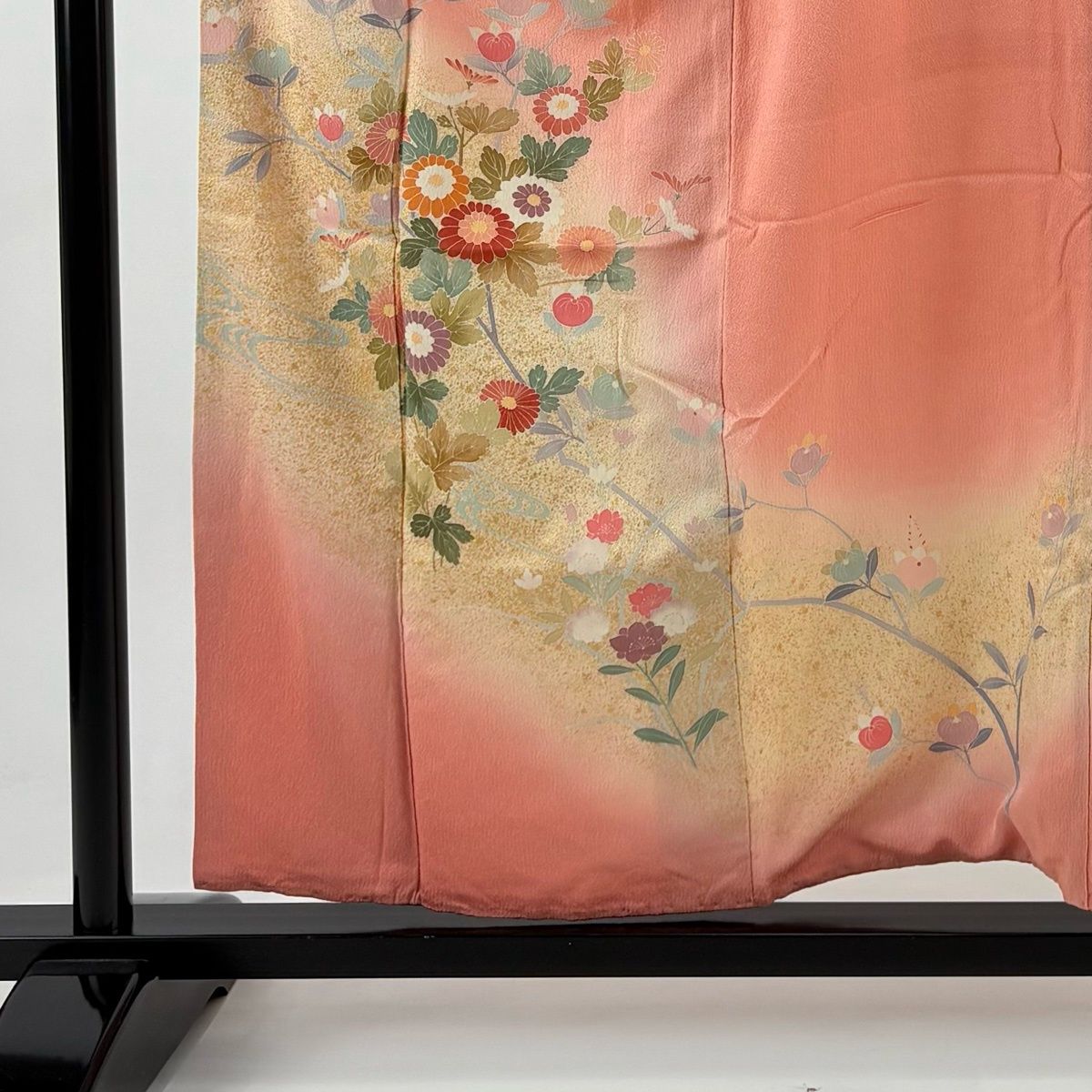 訪問着 身丈158 cm 裄丈67 M 袷 草花 流水 金彩 ぼかし ピンク 正絹 秀品