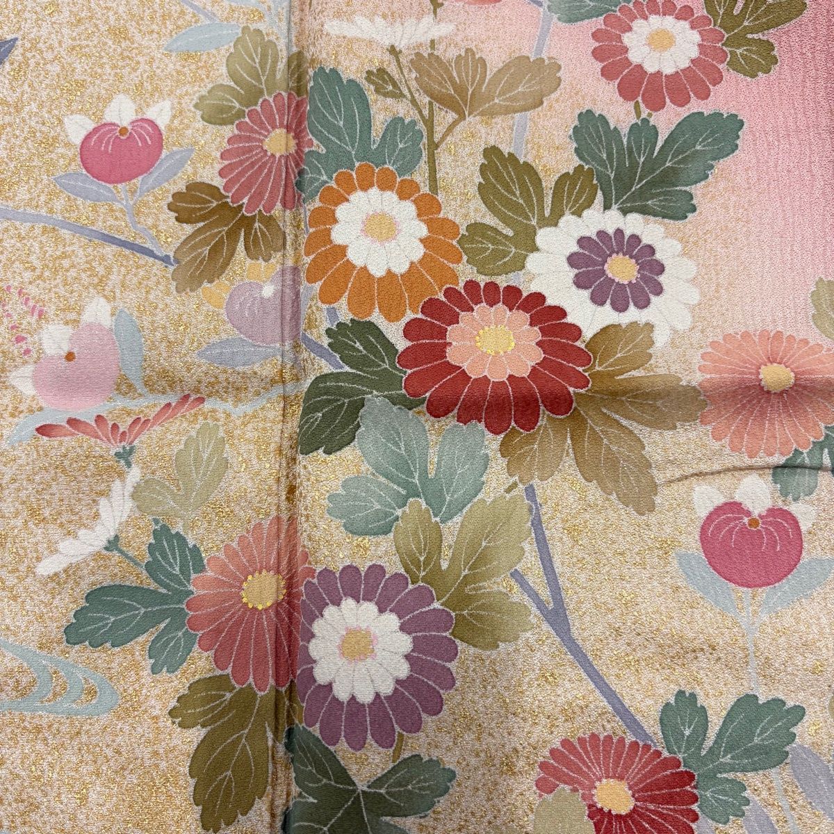  訪問着 身丈158 cm 裄丈67 M 袷 草花 流水 金彩 ぼかし ピンク 正絹 秀品 訪問着 付け下げ 着物