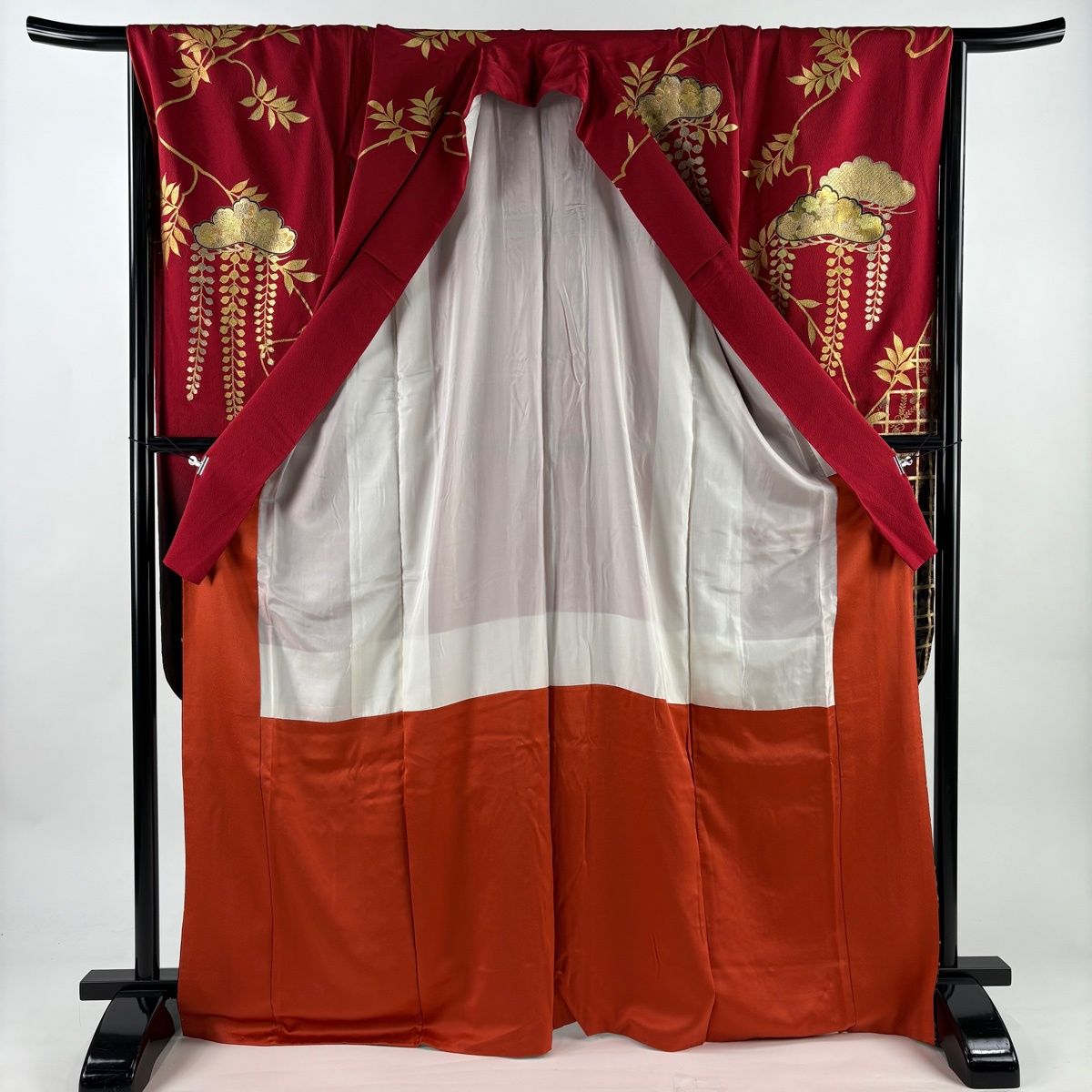  振袖 身丈169.5 cm 裄丈68 L 袷 笠松 萩 金糸 金銀彩 赤 正絹 秀品 振袖 着物