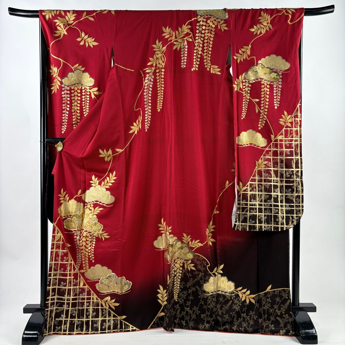 振袖 身丈169 5 cm 裄丈68 L 袷 笠松 萩 金糸 金銀彩 赤 正絹 秀品