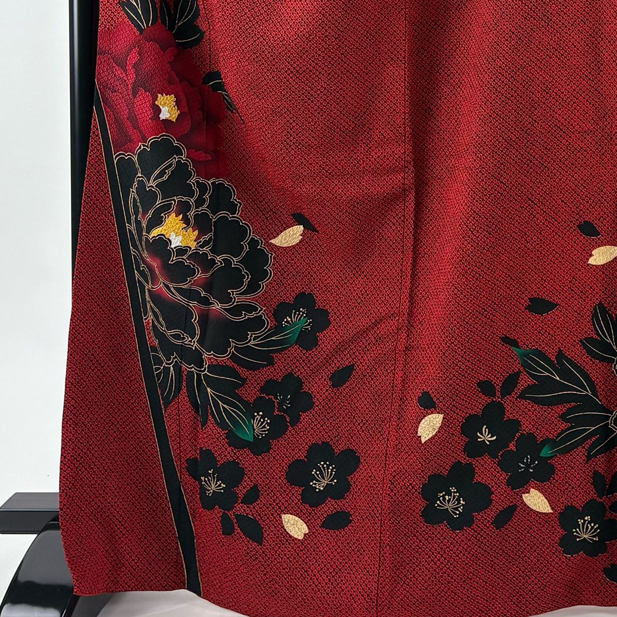 振袖 身丈169 cm 裄丈69 L 袷 牡丹 桜 金彩 赤 正絹 秀品