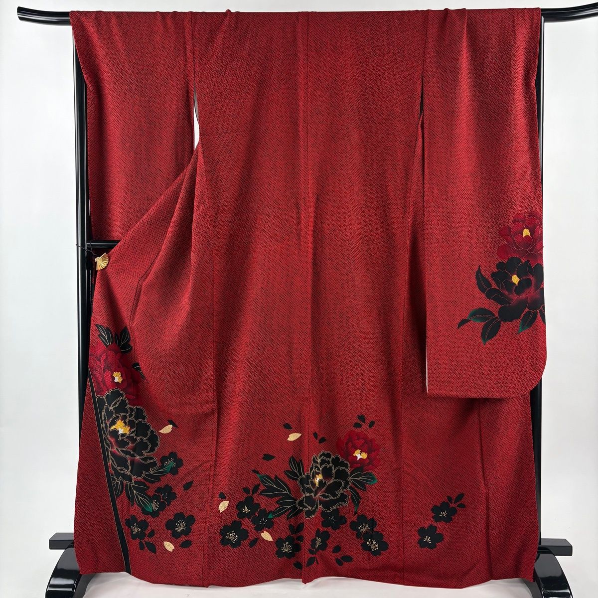 振袖 身丈169 cm 裄丈69 L 袷 牡丹 桜 金彩 赤 正絹 秀品