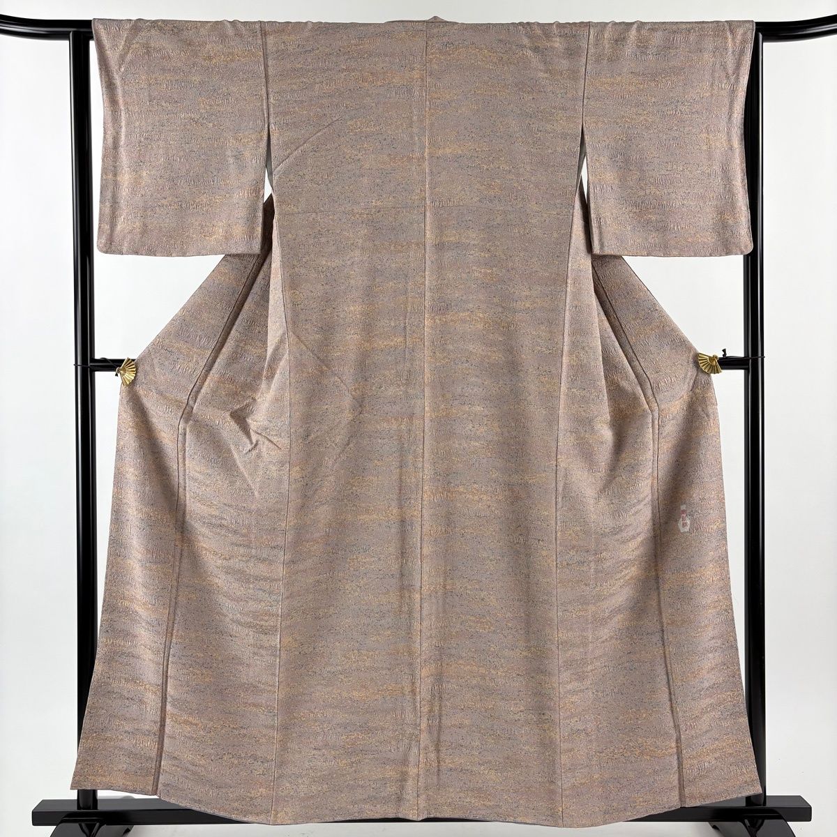 小紋 身丈158 5 cm 裄丈63 S 袷 陶彩染 幾何学模様 薄小豆 正絹 秀品