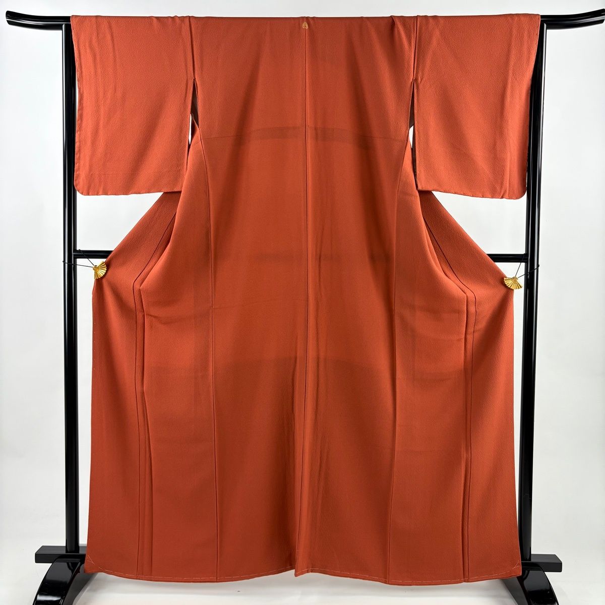 色無地 身丈162.5cm 裄丈66cm M 袷 花井幸子 やまと 落款 縮緬 赤茶