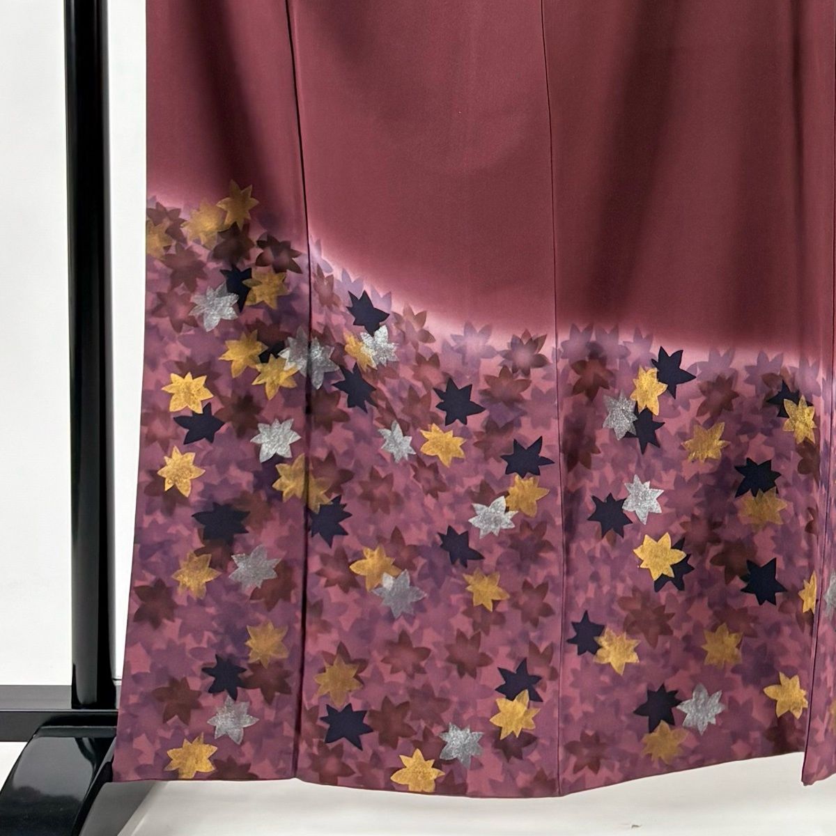 訪問着 身丈162.5 cm 裄丈67.5 L 袷 落款 楓 金銀彩 ぼかし 茶紫 正絹 秀品