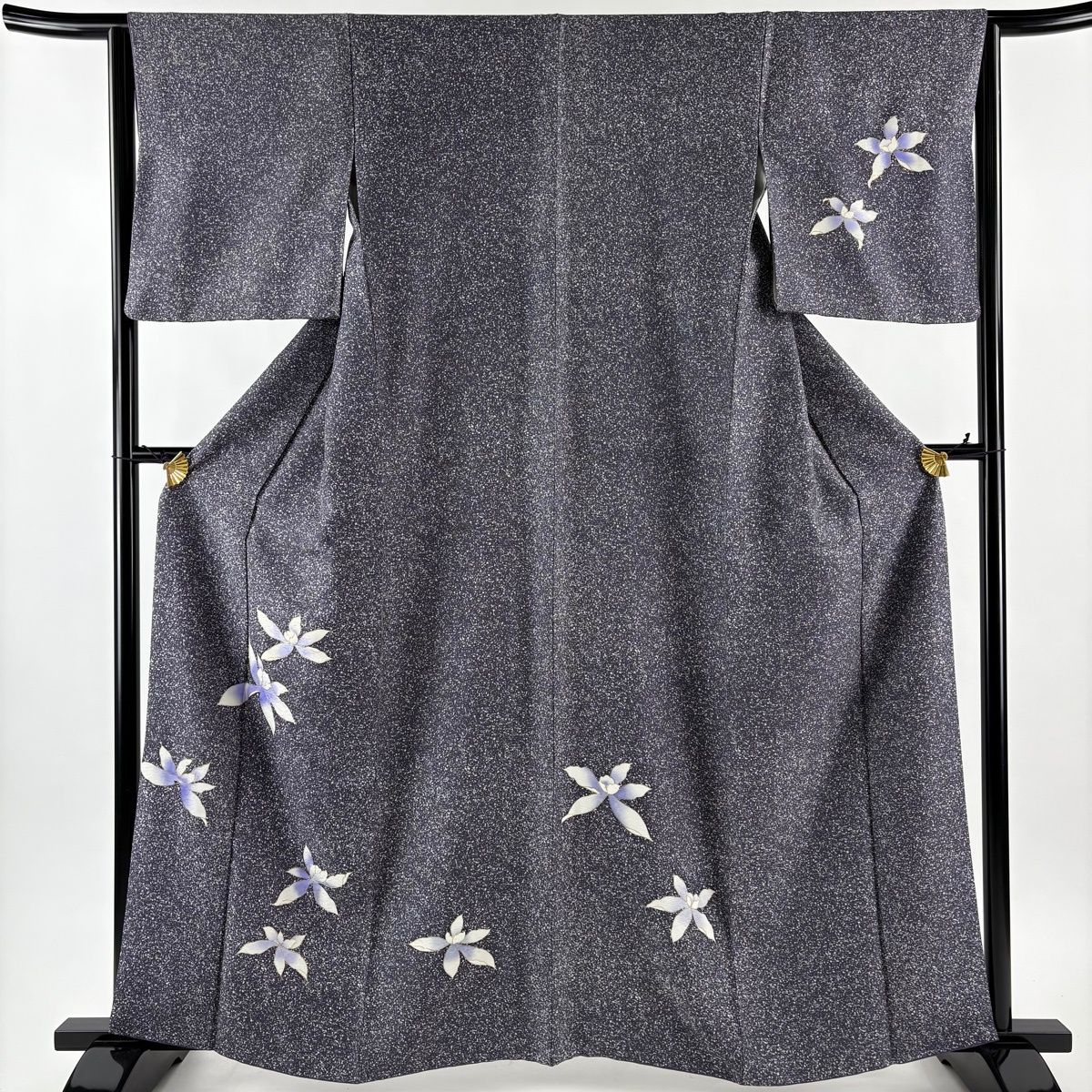 付下げ 身丈161 cm 裄丈64 M 袷 花 幾何学 金彩 灰紫 正絹 秀品