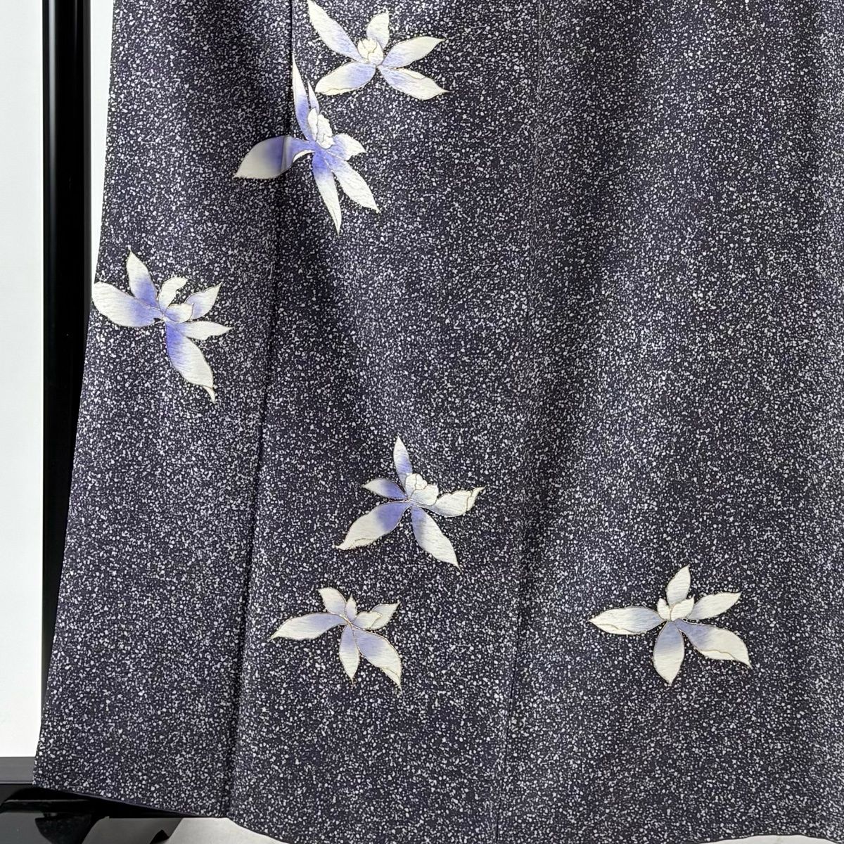付下げ 身丈161 cm 裄丈64 M 袷 花 幾何学 金彩 灰紫 正絹 秀品