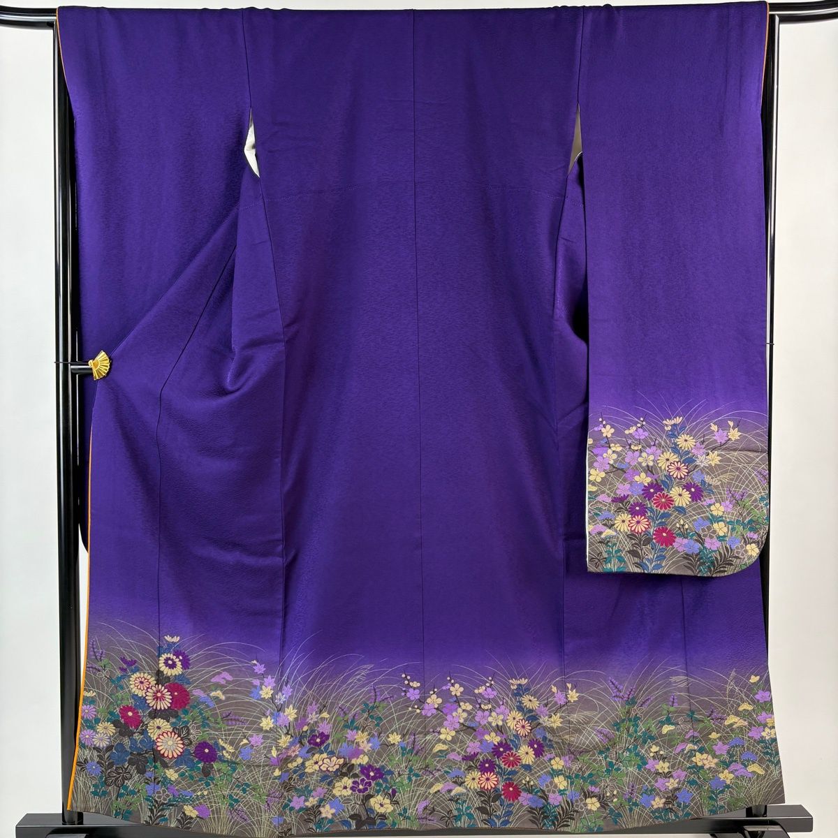 振袖 身丈157 cm 裄丈65 5 M 袷 秋草 染め分け ぼかし 紫 正絹 秀品