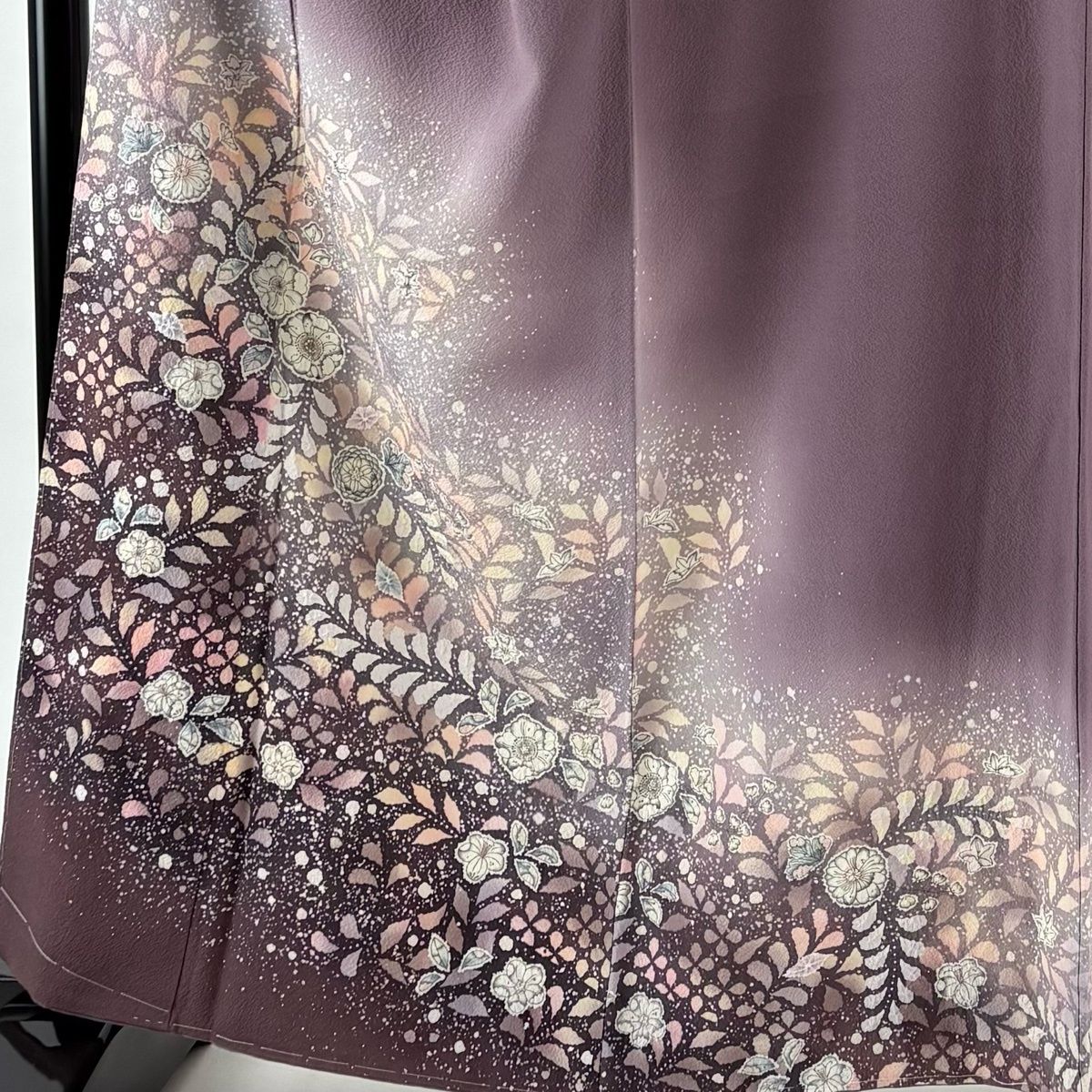 付下げ 身丈162.5 cm 裄丈66 M 袷 翠山工房 やまと 落款 辻が花 ぼかし 縮緬 灰紫 正絹