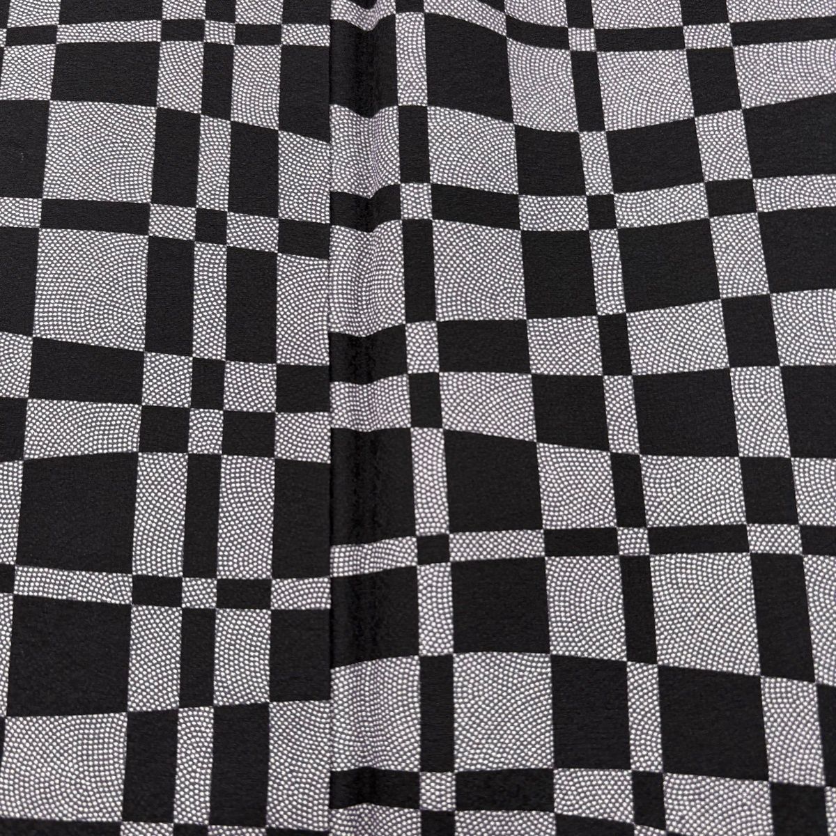  小紋 身丈153 cm 裄丈64.5 M 袷 変わり市松 鮫 紫 正絹 小紋 着物