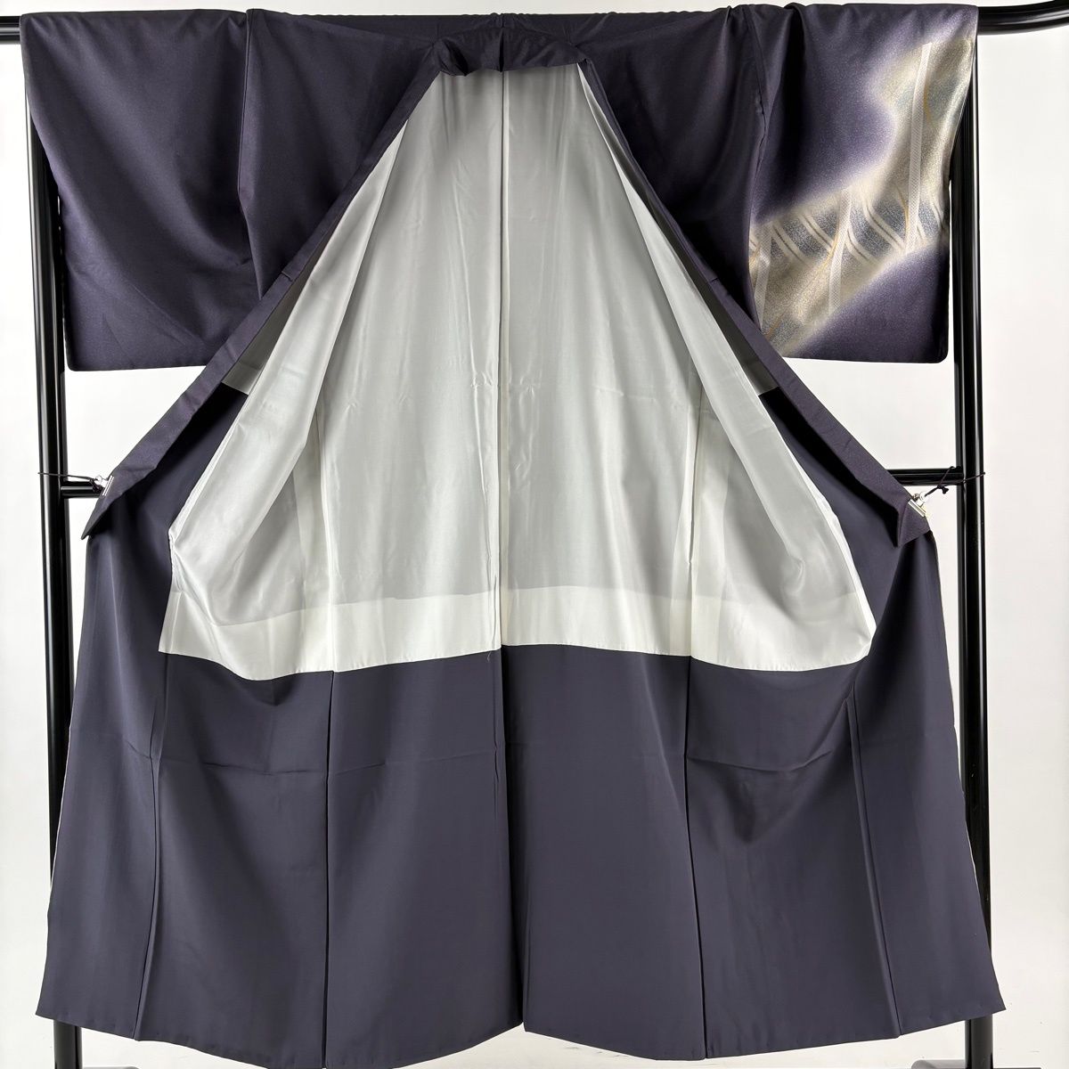 付下げ 身丈153cm 裄丈69.5cm L 袷 紬地 林淳一 バチ衿 落款 幾何学