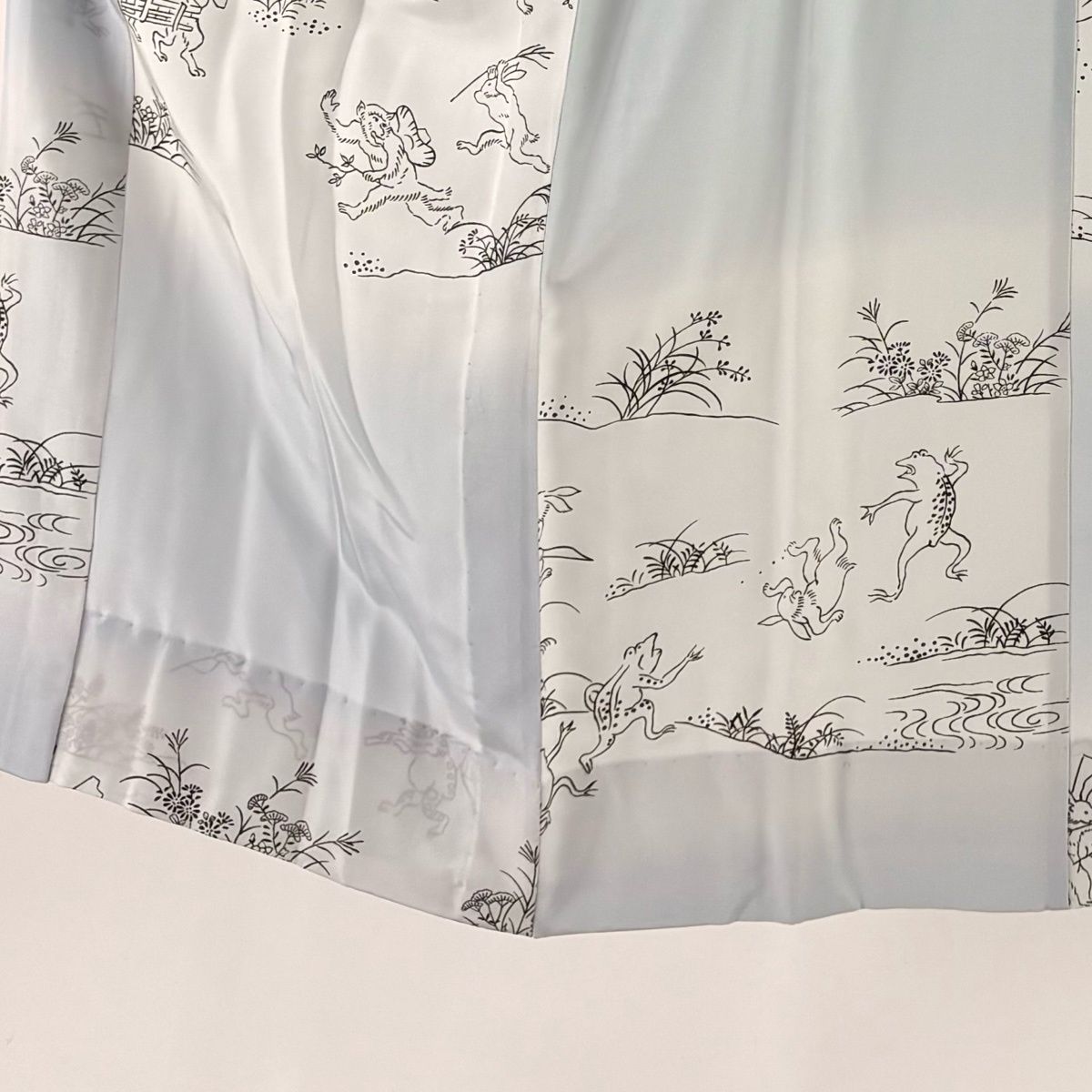 長襦袢 身丈127 cm 裄丈66 M 鳥獣戯画 ぼかし 水色 正絹