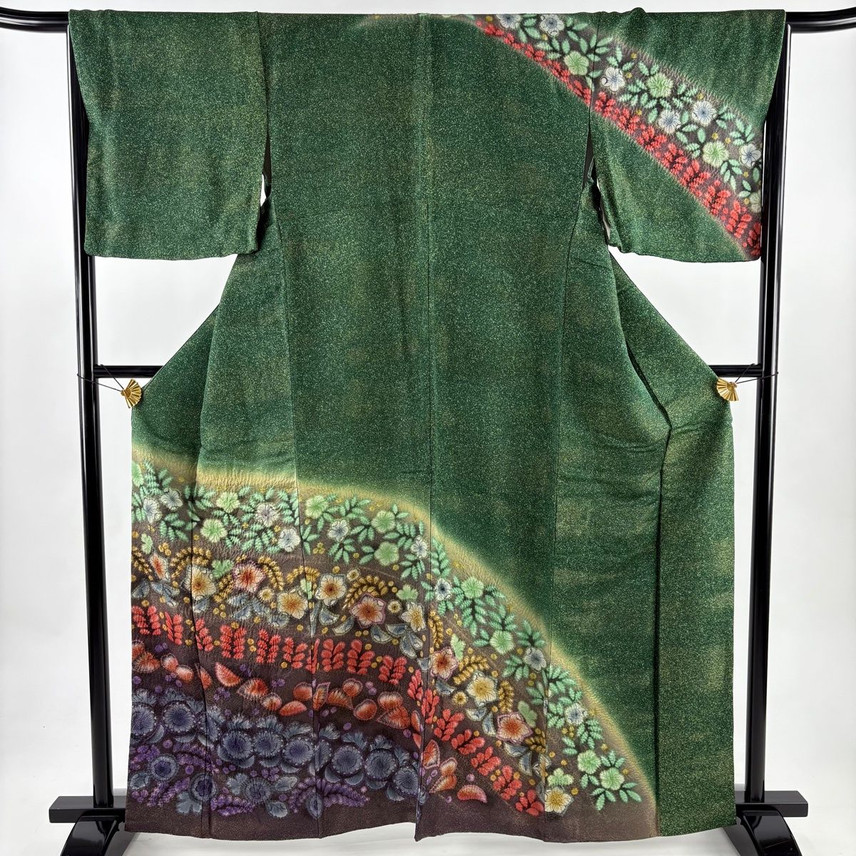 美品】 訪問着 身丈161.5cm 裄丈67cm M 袷 辻が花柄 金通し