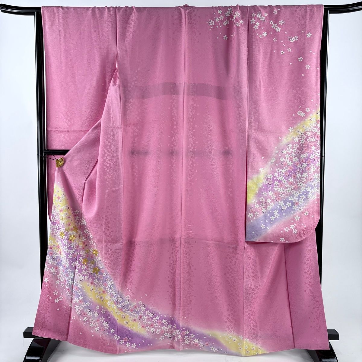 振袖 身丈165 cm 裄丈67 M 袷 桜 桜の花びら 金糸 金彩 ピンク 正絹