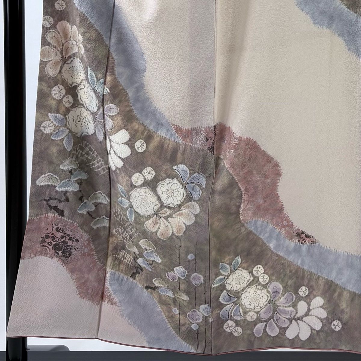 訪問着 身丈154 cm 裄丈63 S 袷 滝泰 落款 辻が花 笠松 金銀彩 薄ピンク 正絹