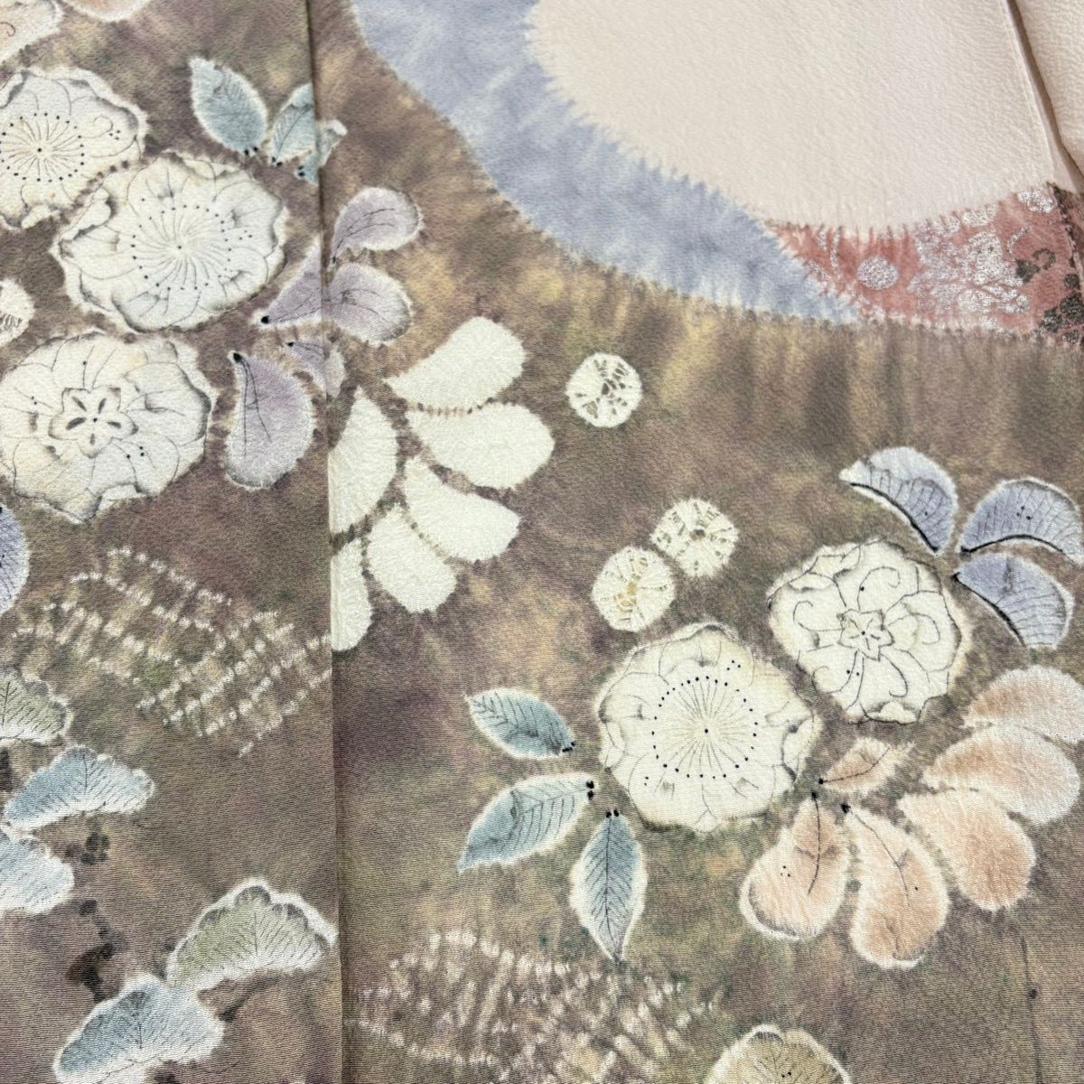  訪問着 身丈154 cm 裄丈63 S 袷 滝泰 落款 辻が花 笠松 金銀彩 薄ピンク 正絹 訪問着 付け下げ 着物