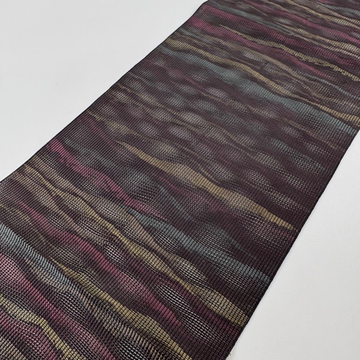  名古屋帯 秀品 八寸名古屋帯 松葉仕立て 霞 焦茶色 正絹 名古屋帯 帯