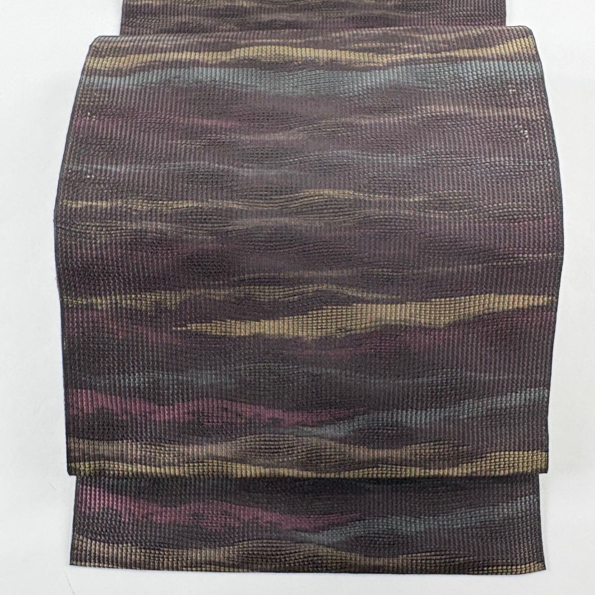 名古屋帯 秀品 八寸名古屋帯 松葉仕立て 霞 焦茶色 正絹