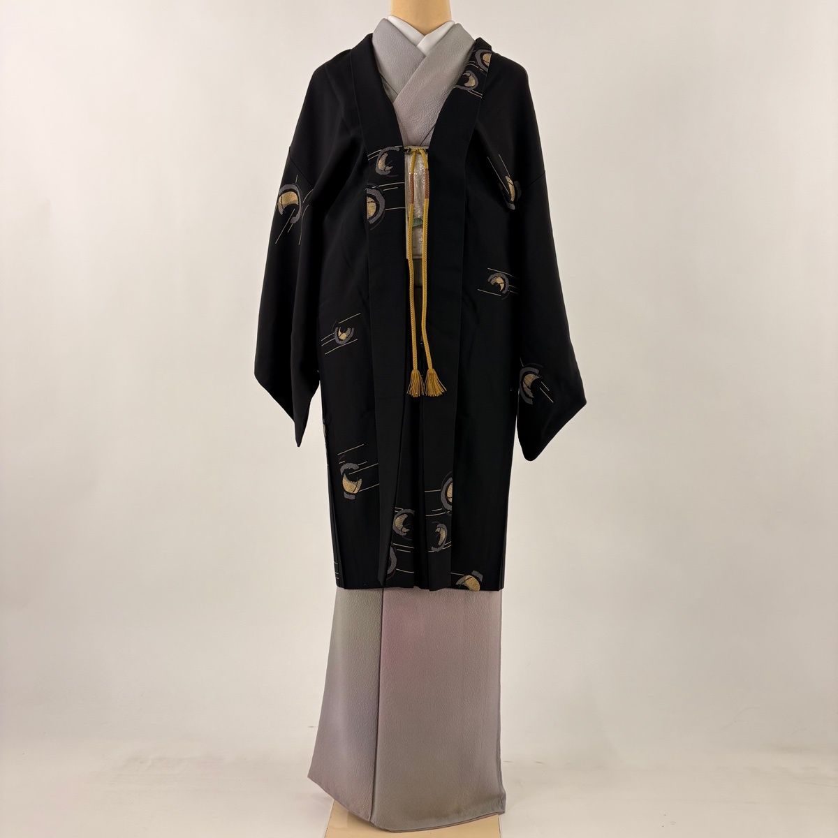 羽織 身丈96.5 cm 裄丈63.5 S 月 金彩 黒 正絹
