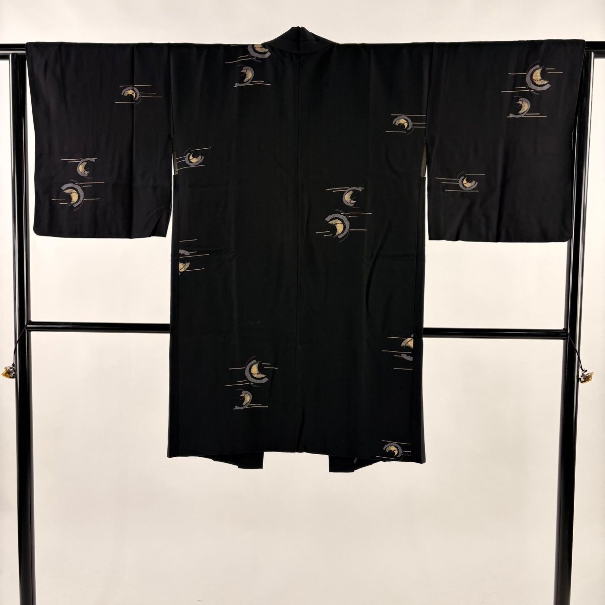 羽織 身丈96 5 cm 裄丈63 S 月 金彩 黒 正絹