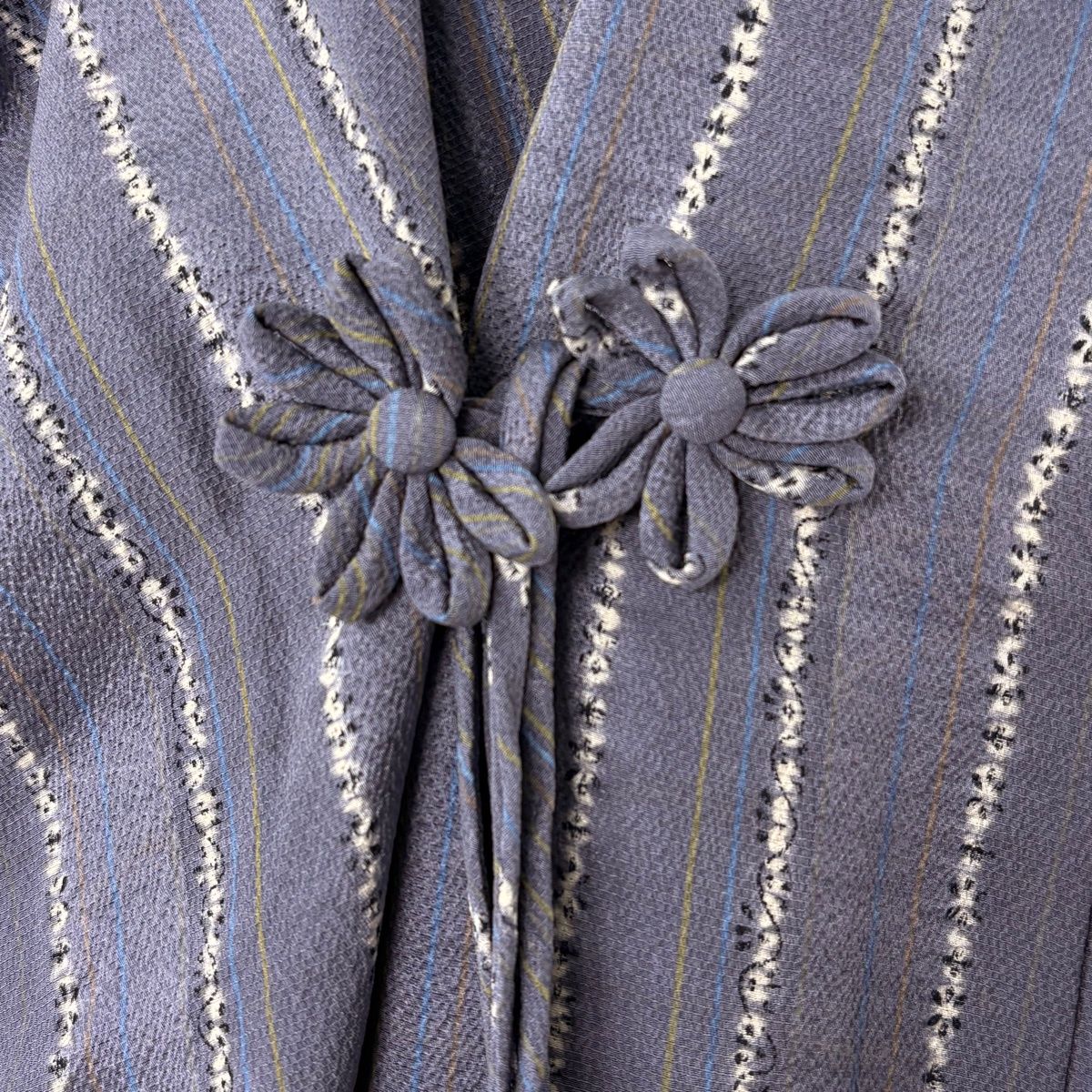  道中着 身丈99.5 cm 裄丈69 L 和装コート 縦縞 花柄 絞り 灰紫 正絹 羽織 着物 浴衣