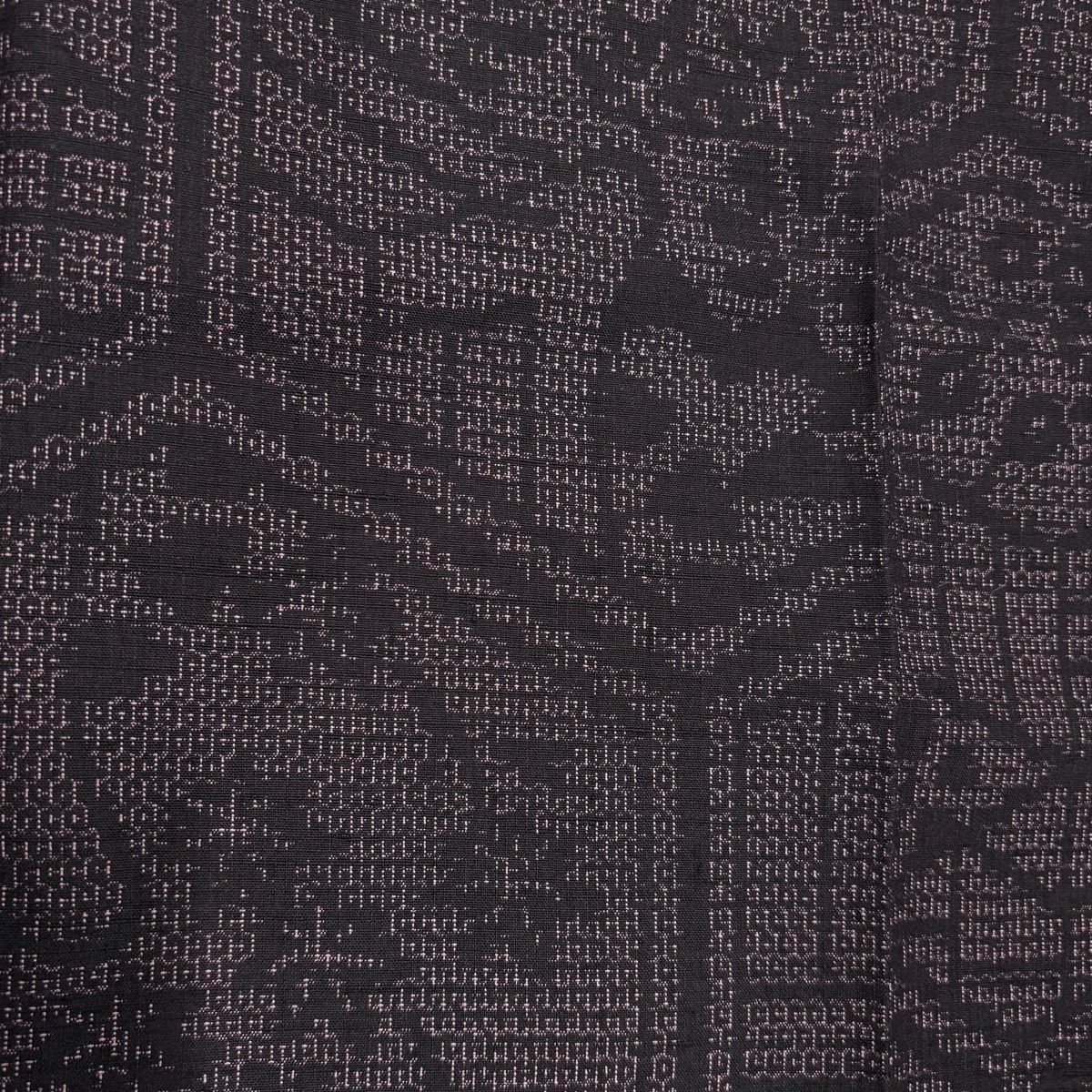  道行 身丈128 cm 裄丈65.5 M 和装コート 角衿 紬地 亀甲 草花 濃紫 正絹 羽織 着物 浴衣