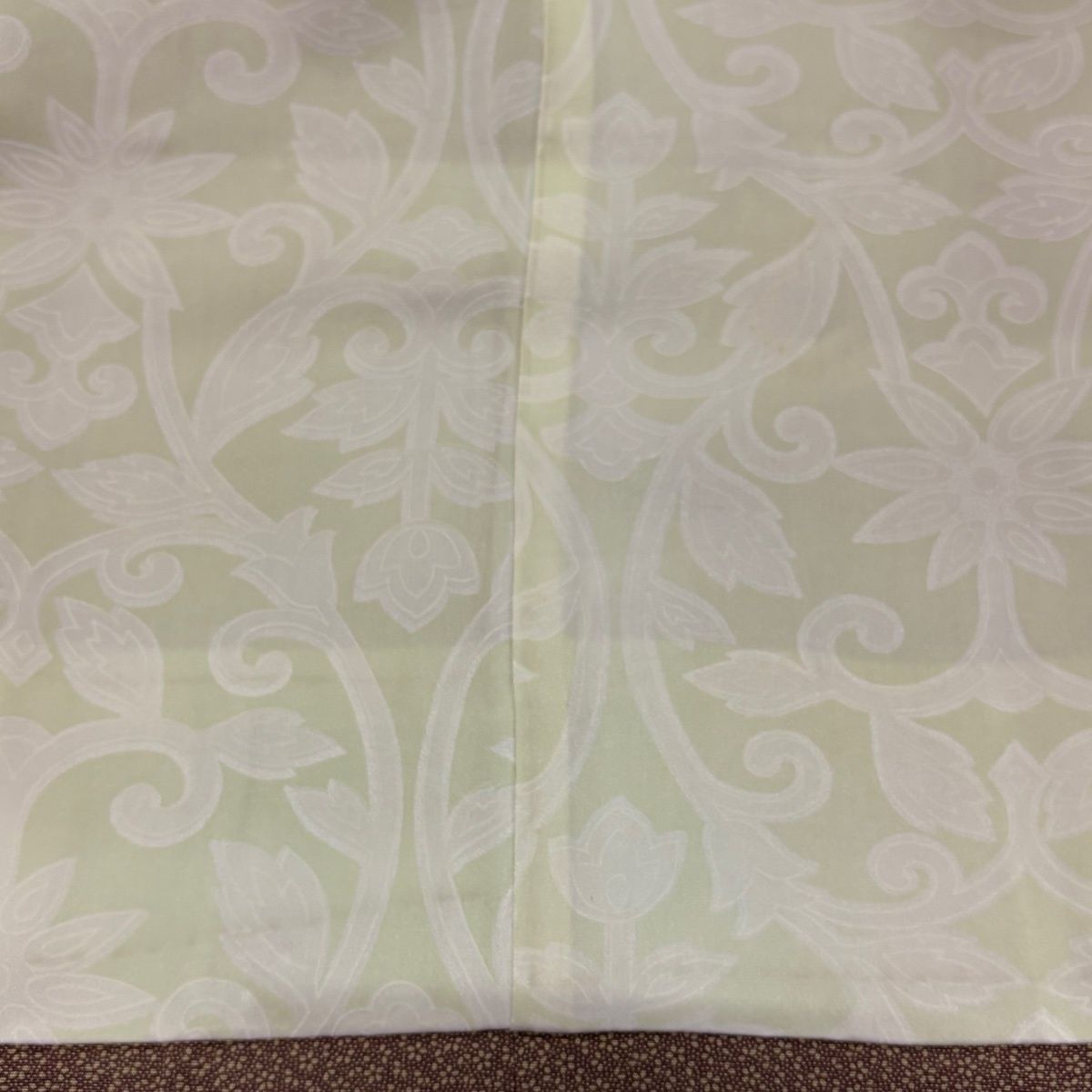  道行 身丈110.5 cm 裄丈63.5 S 和装コート 角衿 よろけ縞 鶯色 正絹 羽織 着物 浴衣