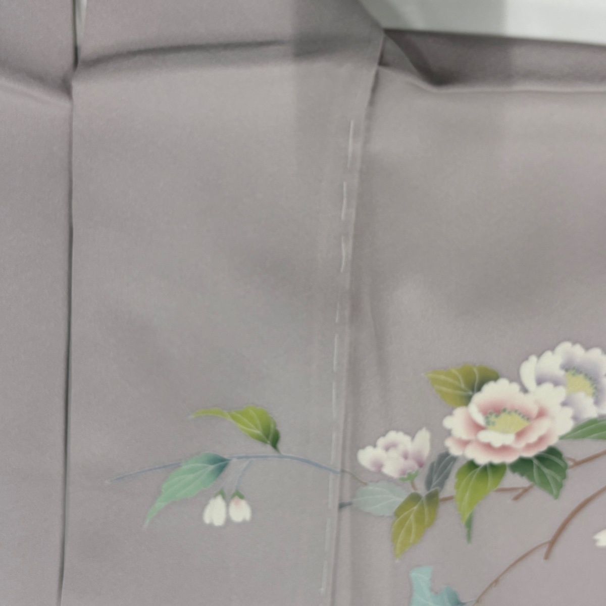  訪問着 身丈160.5 cm 裄丈70.5 L 袷 草花 道長取り 染め分け ぼかし 灰紫 正絹 訪問着 付け下げ 着物