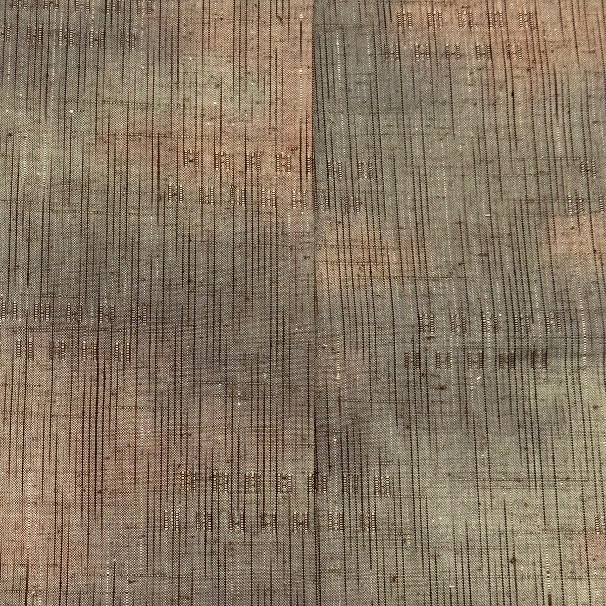  道中着 身丈102.5 cm 裄丈63.5 S 和装コート 信州紬地 証紙 幾何学模様 縞 灰緑 正絹 羽織 着物 浴衣