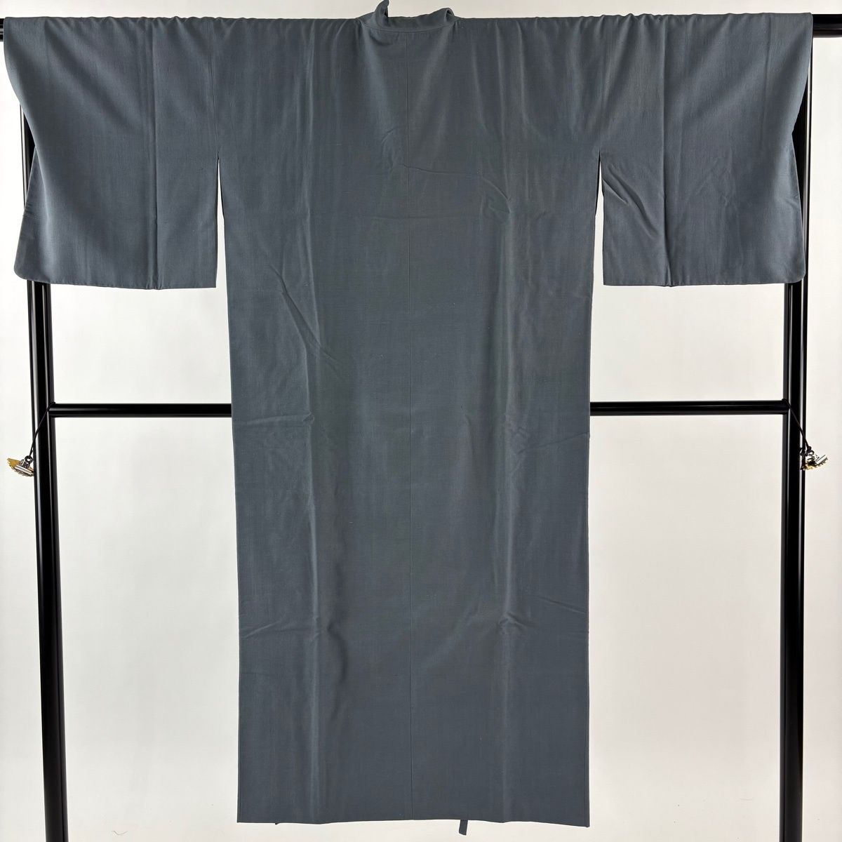 道中着 身丈137.5 cm 裄丈67.5 L 和装コート 着物衿 紬地 青灰色 正絹