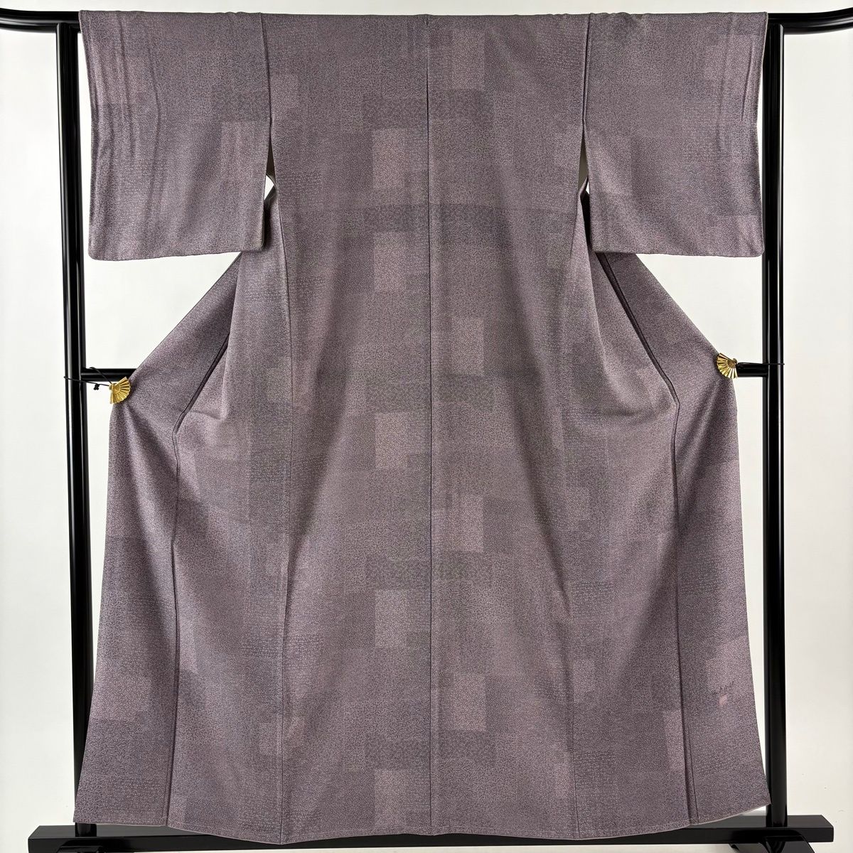美品】 江戸小紋 身丈158.5cm 裄丈62.5cm S 袷 落款 寄せ柄 扇 灰紫