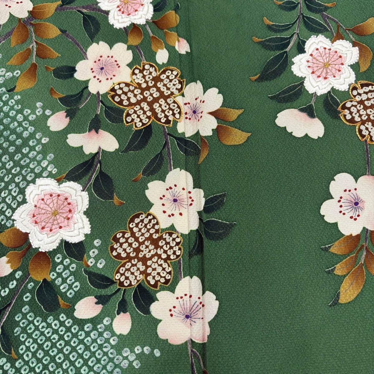 付下げ 身丈156cm 裄丈62cm S 袷 花井幸子 ふき綿仕立て 落款 桜 疋田