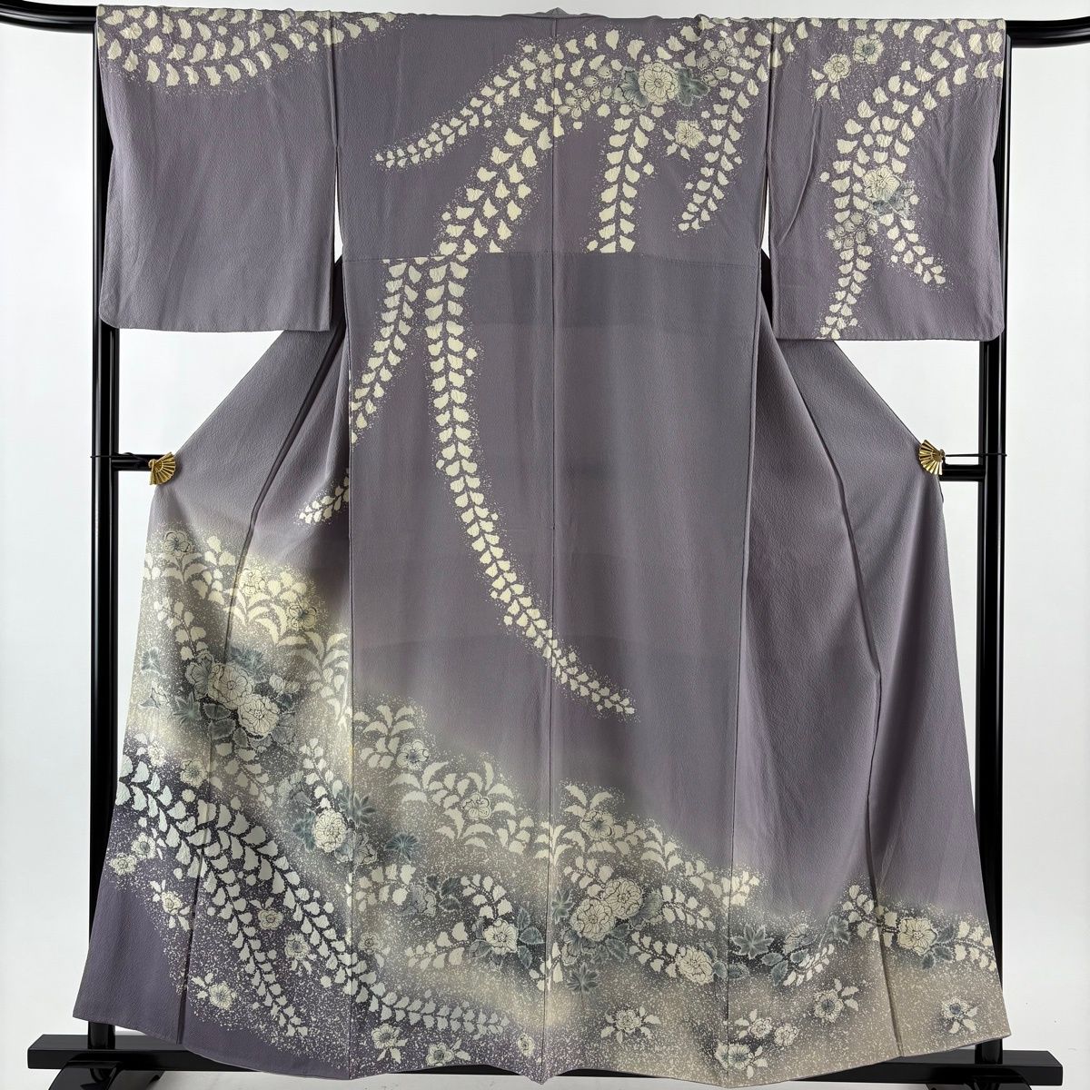 訪問着 身丈158 cm 裄丈66 5 M 袷 辻が花 ぼかし 灰紫 正絹