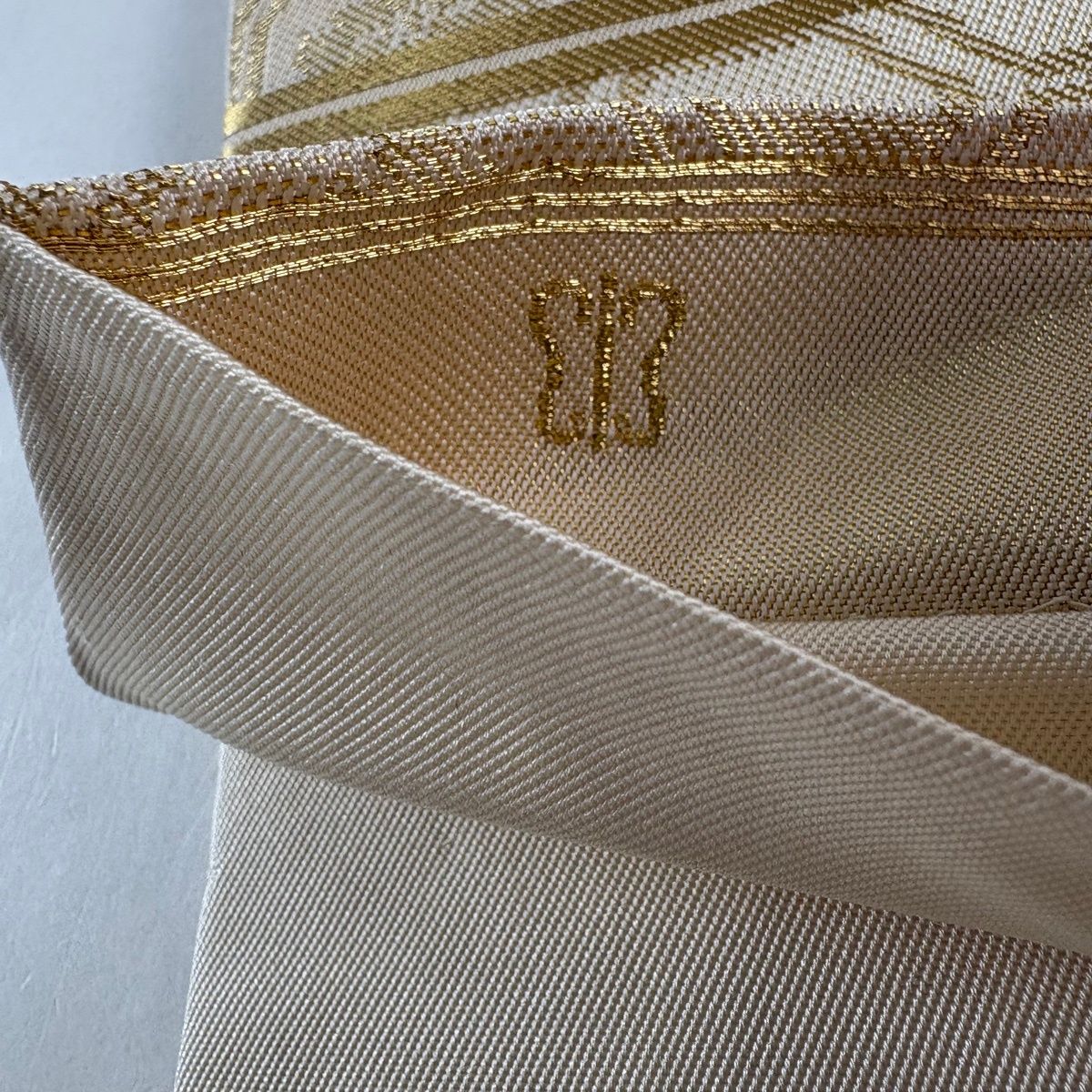 美品】 袋帯 名品 川島織物 落款 桐 鳥 金糸 箔 ベージュ 六通 正絹