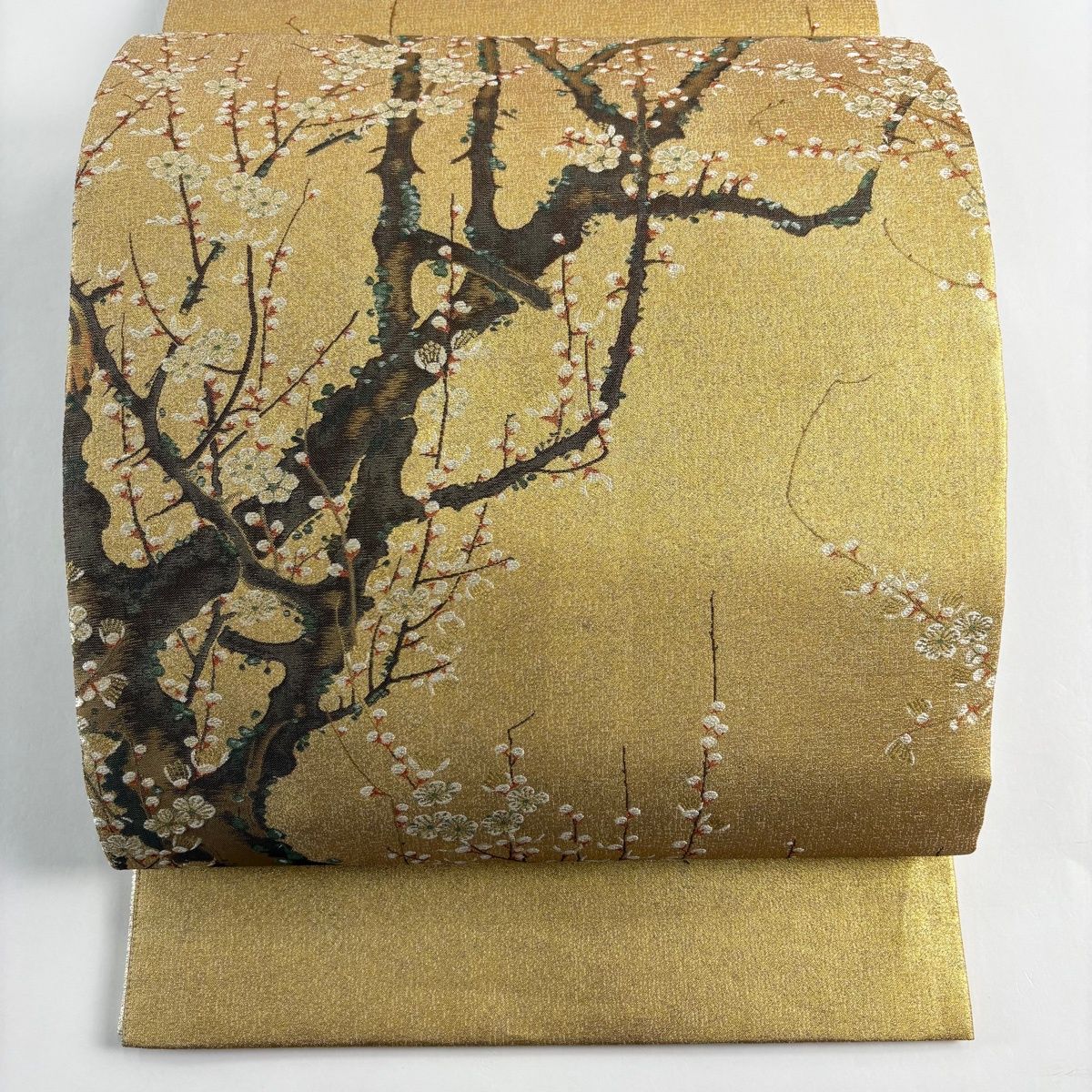 丸帯 梅 金糸 箔 金色 お太鼓柄 正絹
