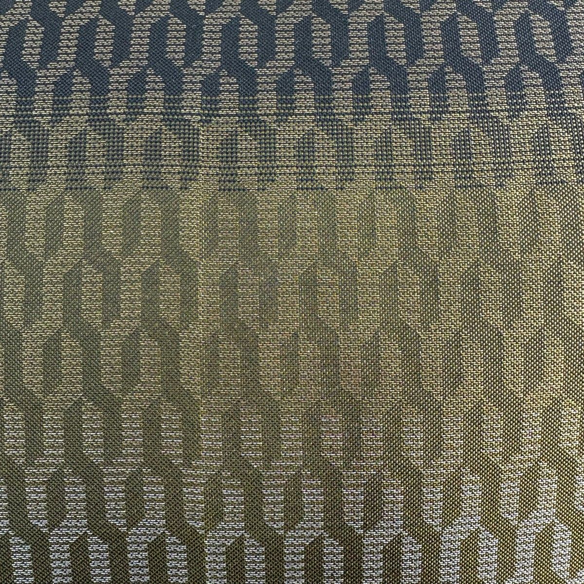 袋帯 幾何学模様 金銀糸 墨色 全通 正絹