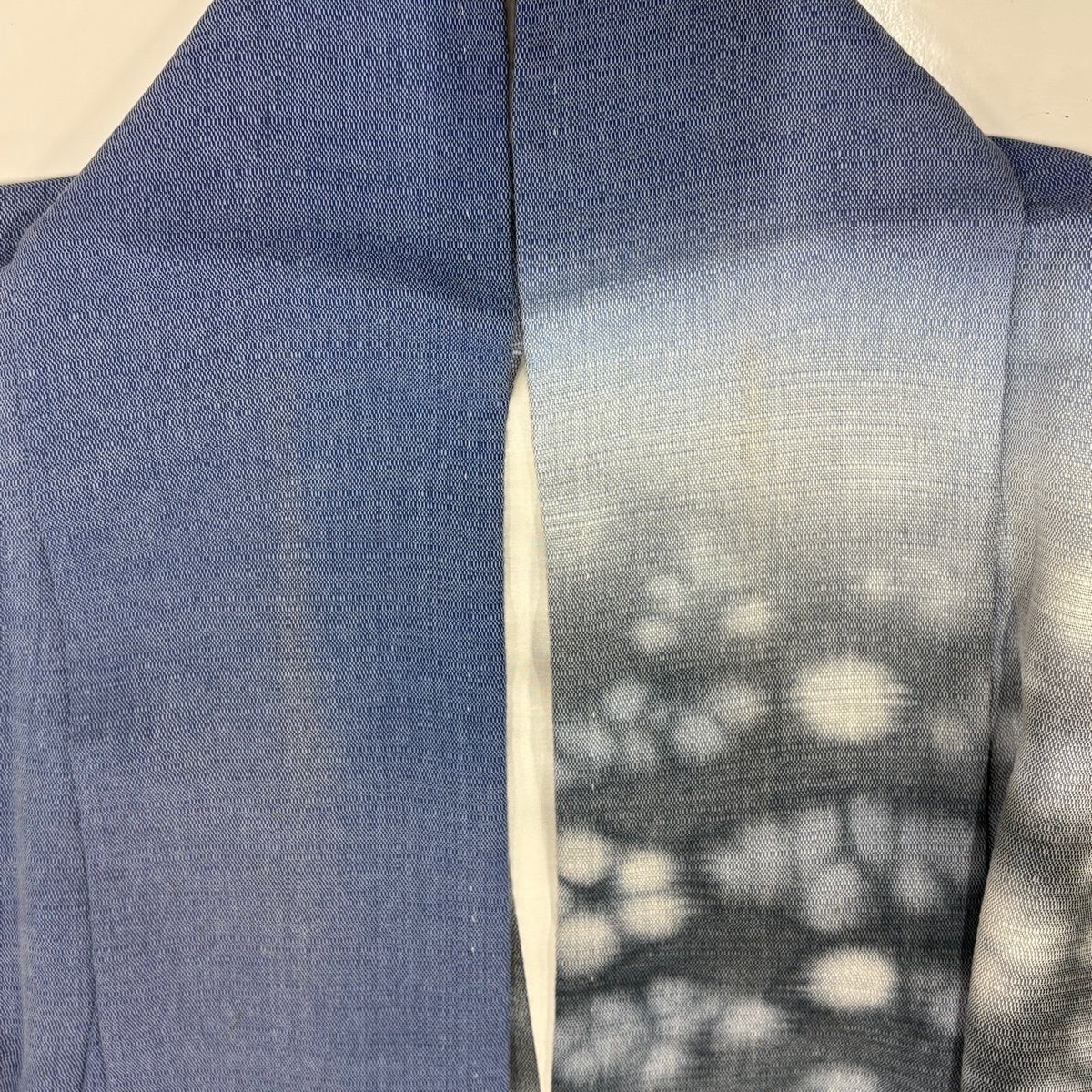  付下げ 身丈156 cm 裄丈66 M 単衣 紬地 草花 ぼかし 青灰色 正絹 秀品 訪問着 付け下げ 着物