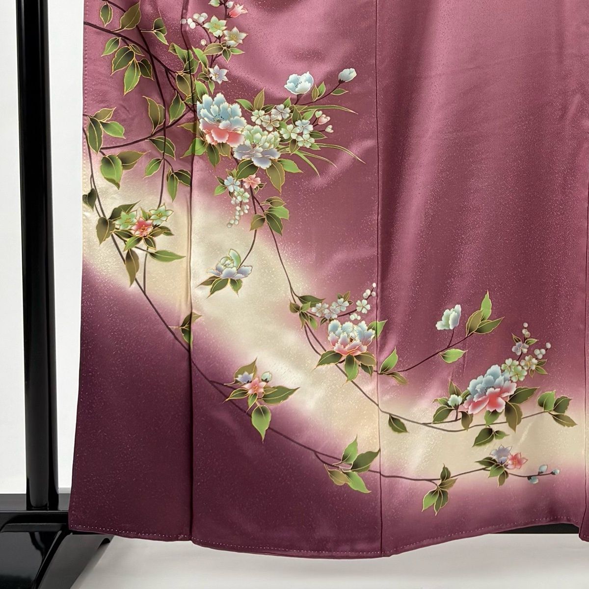 訪問着 身丈160.5 cm 裄丈67.5 L 袷 枝花 葉と実 金彩 螺鈿 紫 正絹 秀品