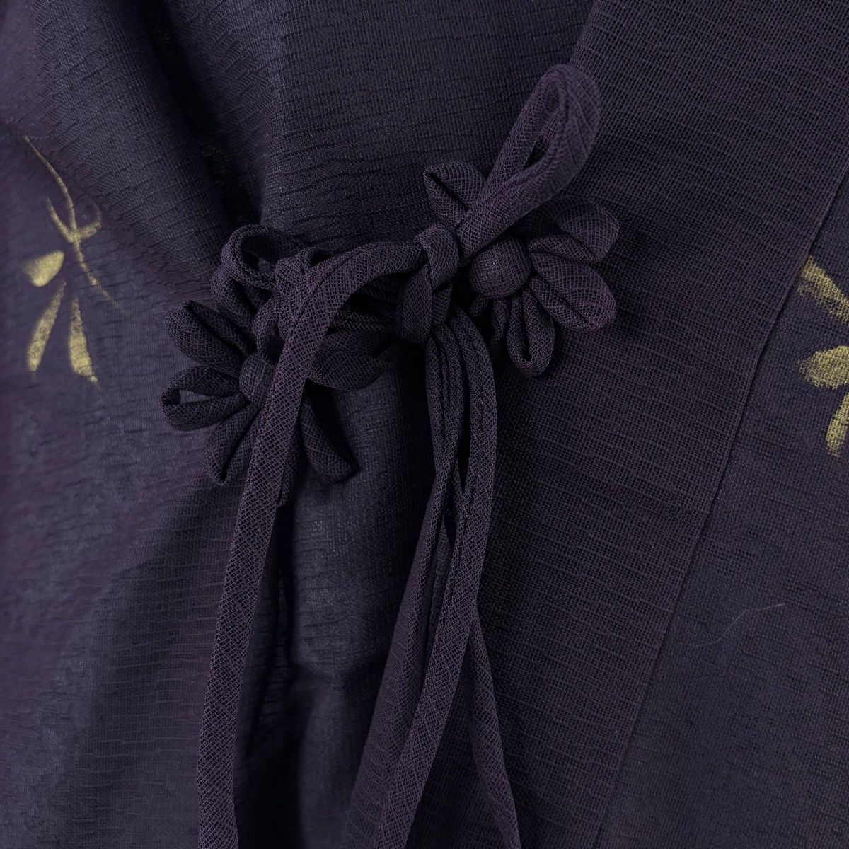  道中着 身丈98 cm 裄丈67 5 L 和装コート 葉柄 金彩 濃紫 正絹 秀品 羽織 着物 浴衣