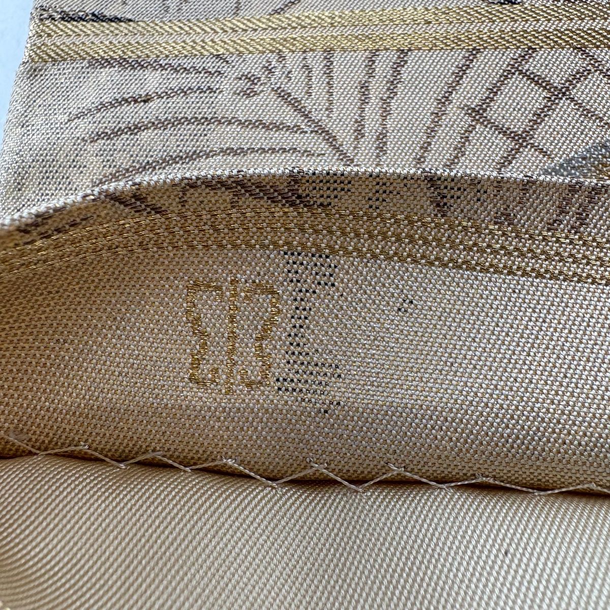 袋帯 秀品 川島織物 落款 松 金銀糸 ベージュ 六通 正絹 【中古