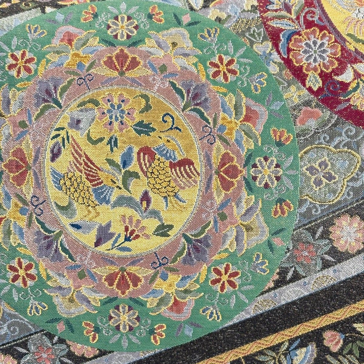 袋帯 秀品 離宮の華 花鳥 箔 墨色 六通 正絹