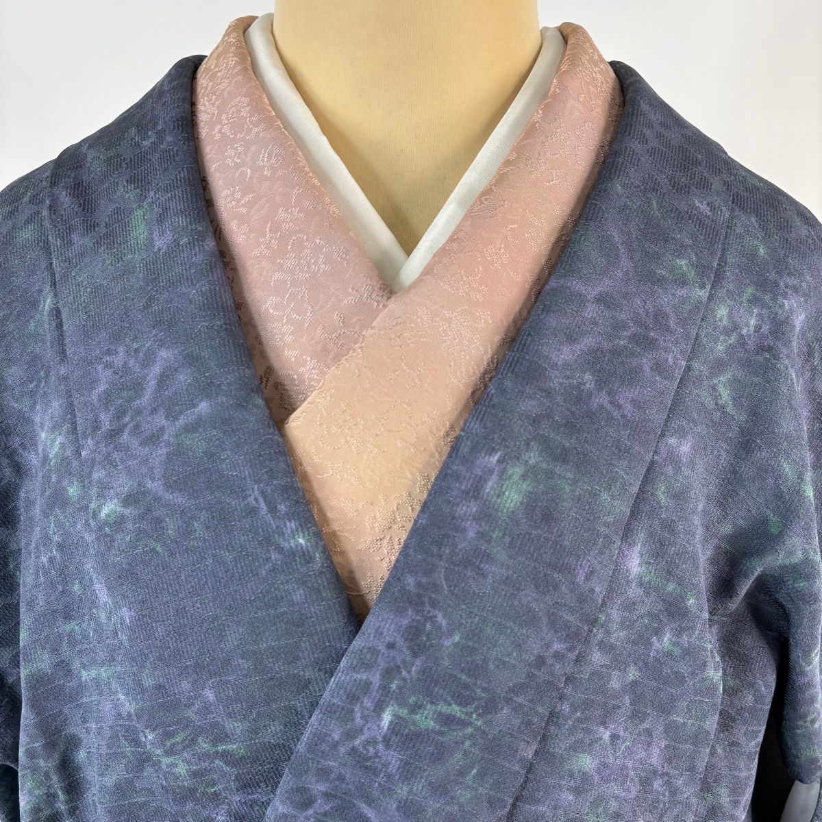  道中着 身丈99.5 cm 裄丈65 M 和装コート 幾何学 ぼかし 灰紫 正絹 羽織 着物 浴衣