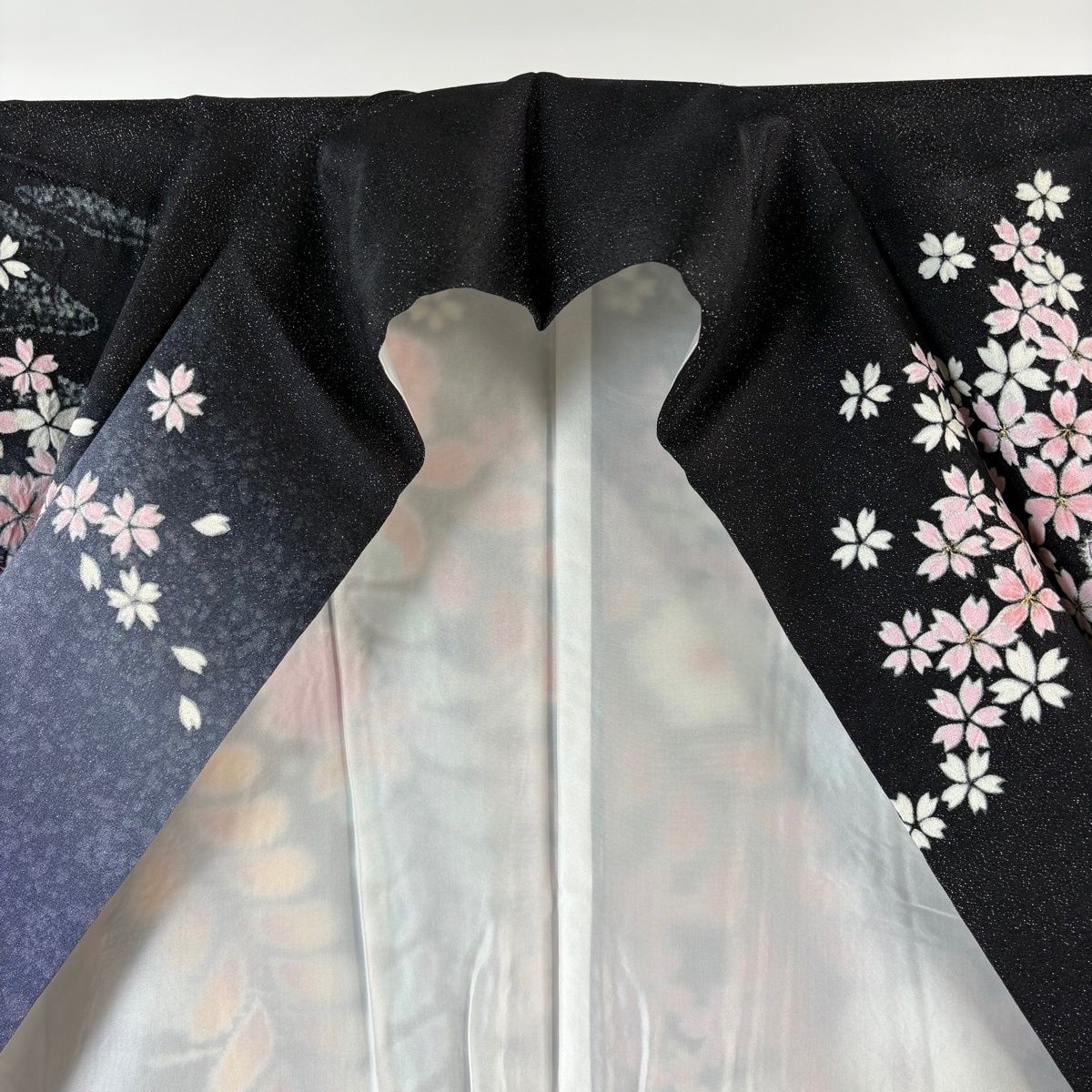 美品】 振袖 身丈164cm 裄丈67.5cm L 袷 翠山工房 落款 辻が花 桜 銀