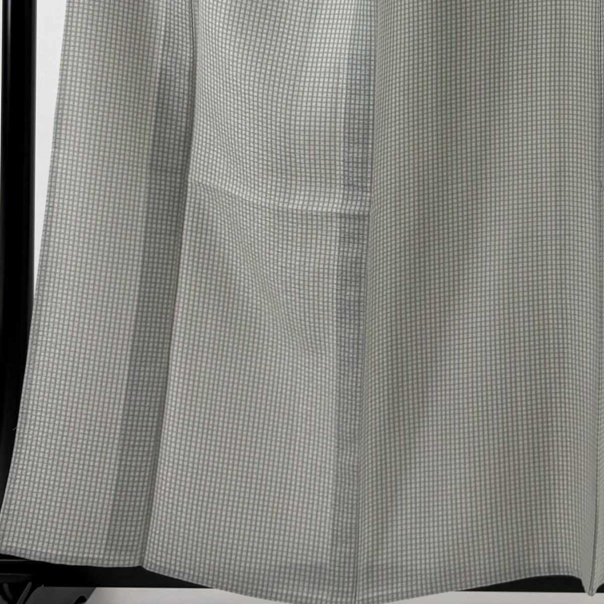 小紋 身丈157.5 cm 裄丈66.5 M 単衣 格子 灰緑 正絹 秀品