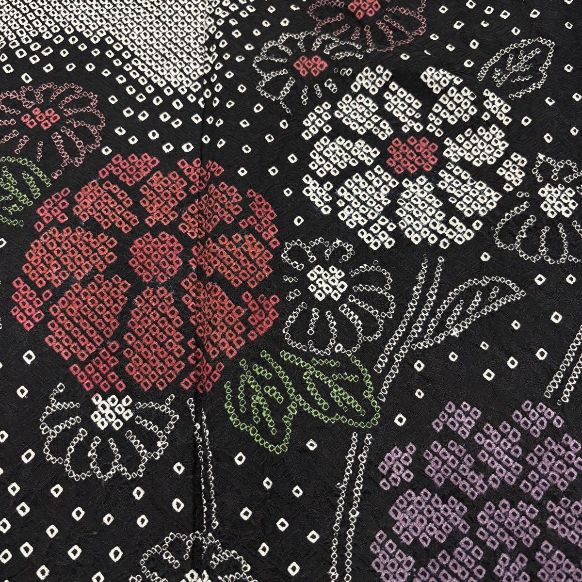  訪問着 身丈155 cm 裄丈65 M 袷 菊 絞り 黒灰 正絹 秀品 訪問着 付け下げ 着物