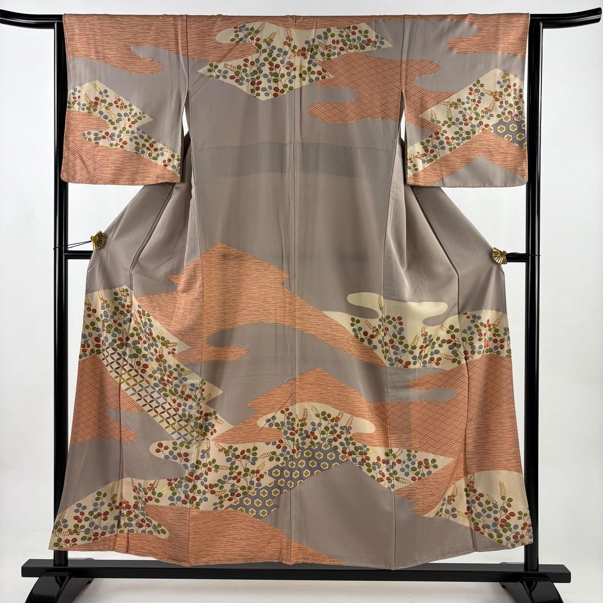 訪問着 身丈156cm 裄丈63cm S 袷 花井幸子 落款 萩 七宝 金彩 薄小豆